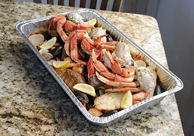 A seafood boil from The Boro Low Country Kitchen